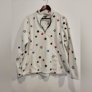 Womens Eddie Bauer size 2XL Off-white with patriotic colored stars sweater